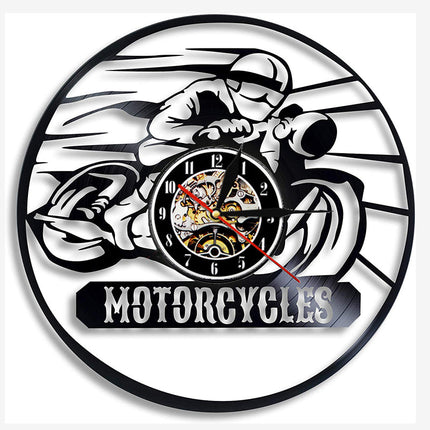 Wandklok motocross van vinyl plaat