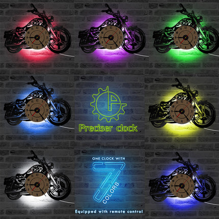 Stoere vinyl wandklok voor motorrijders
