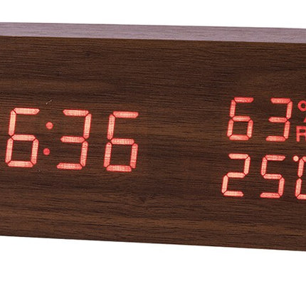 Digitale houten wekker met temperatuur