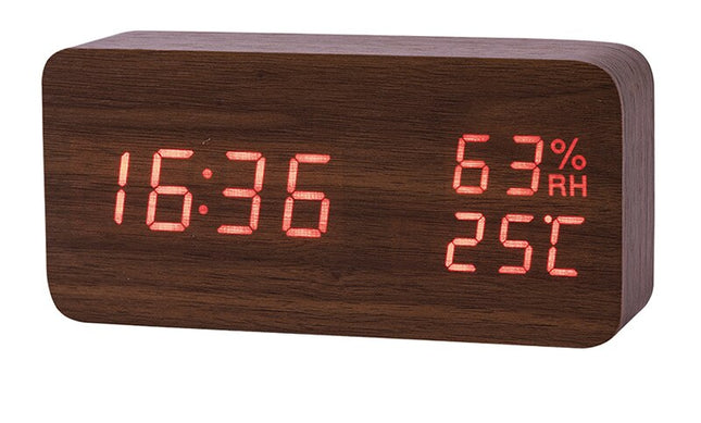 Digitale houten wekker met temperatuur
