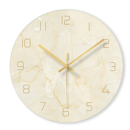 Luxe Wandklok Marmerpatroon Gouden Cijfers