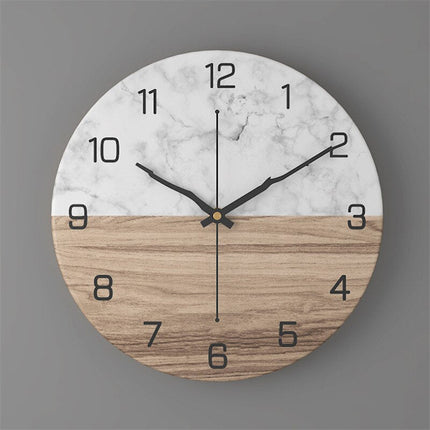 Design Wandklok Zwart Wit Marmerlook