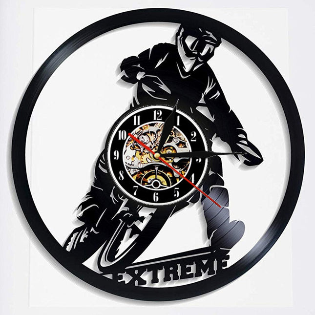 Wandklok motocross van vinyl plaat