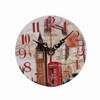 Vintage houten wandklok met bloemen