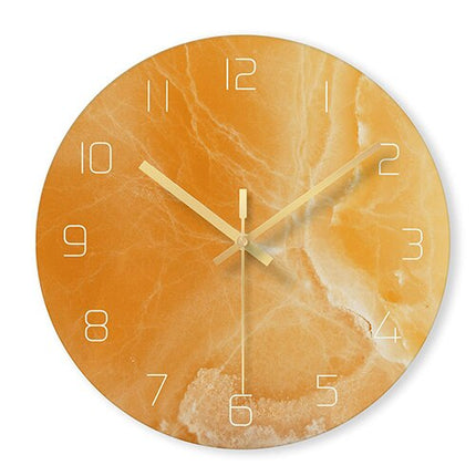 Luxe Wandklok Marmerpatroon Gouden Cijfers
