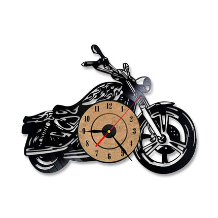 Stoere vinyl wandklok voor motorrijders
