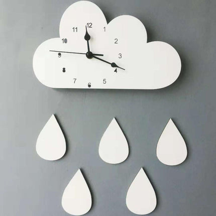 Kinderkamer wandklok wolk met gekleurde regen