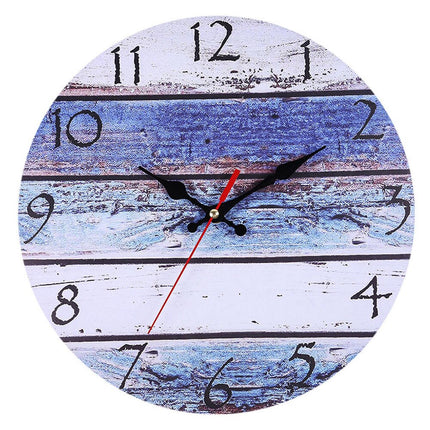 Kleurrijke wandklok houten planken effect