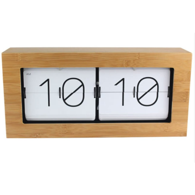 Retro houten flipklok voor bureau