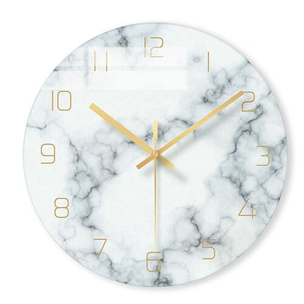 Luxe Wandklok Marmerpatroon Gouden Cijfers
