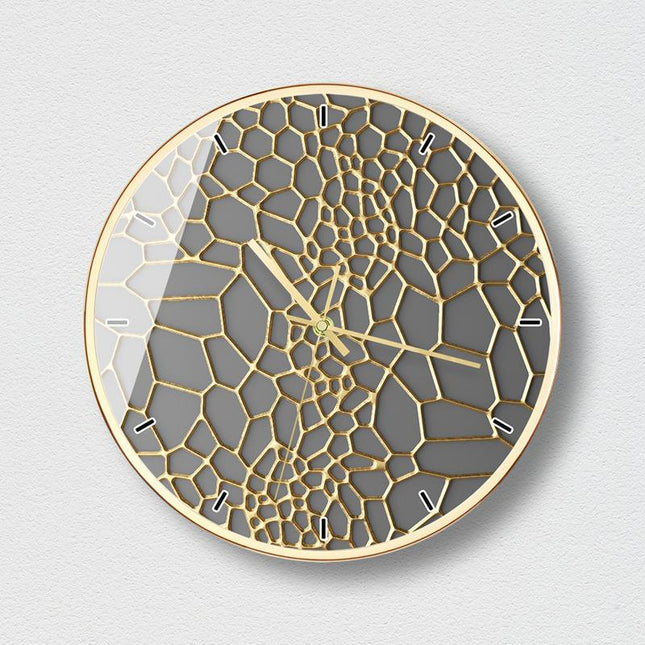 Luxe Wandklok Goud met Honingraatpatroon