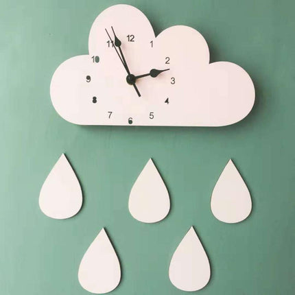 Kinderkamer wandklok wolk met gekleurde regen