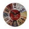 Vintage houten wandklok met bloemen