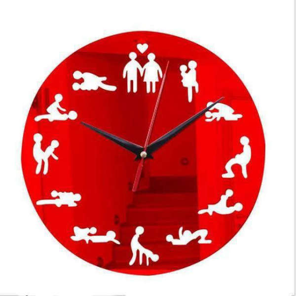 Moderne Kamasutra wandklok met spiegeleffect