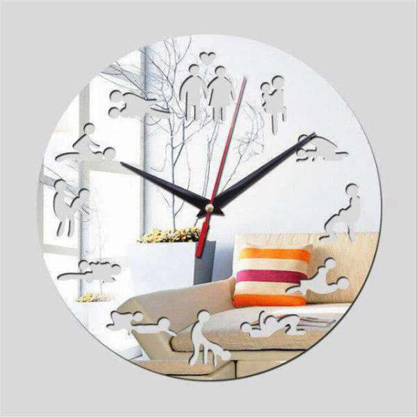 Moderne Kamasutra wandklok met spiegeleffect