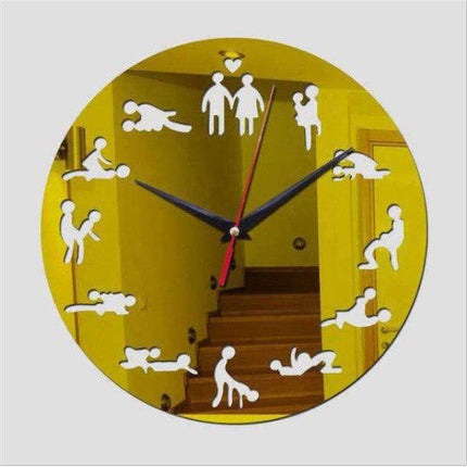 Moderne Kamasutra wandklok met spiegeleffect