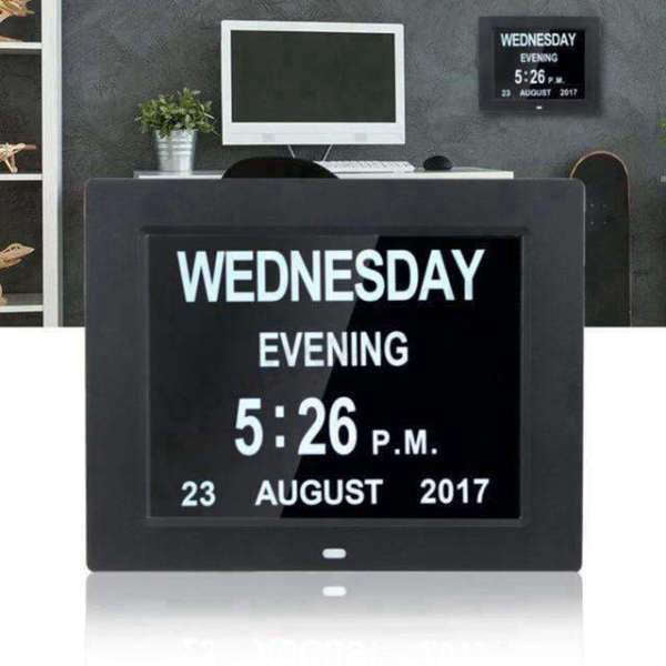Digitale kalenderklok met dag en datum