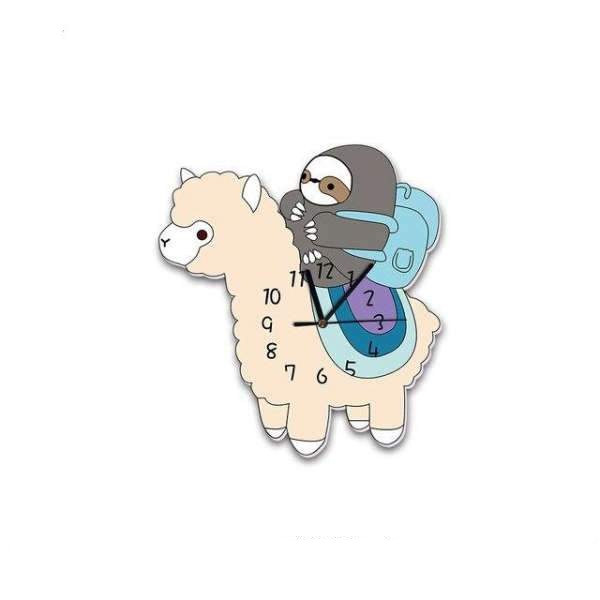 Grappige kinderklok met luiaard en lama