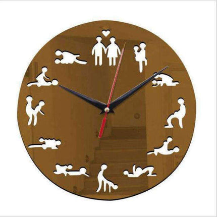 Moderne Kamasutra wandklok met spiegeleffect