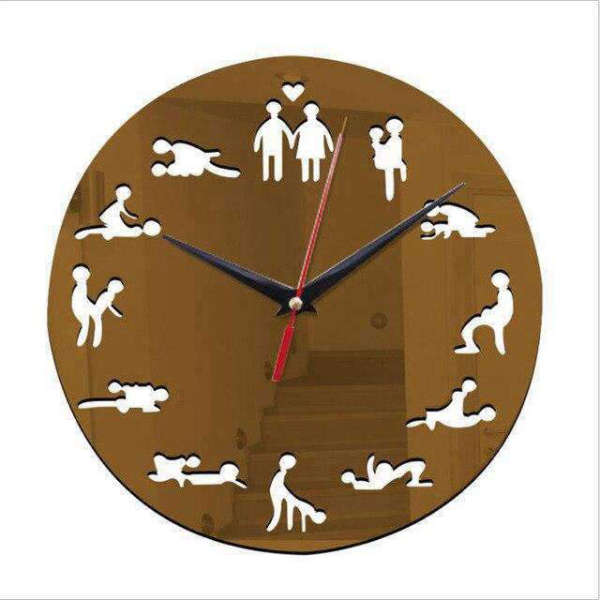 Moderne Kamasutra wandklok met spiegeleffect