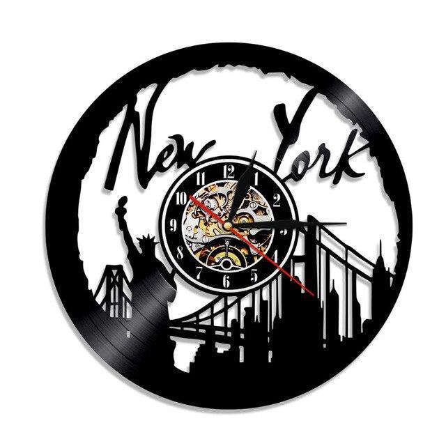 New York skyline wandklok vinylplaat