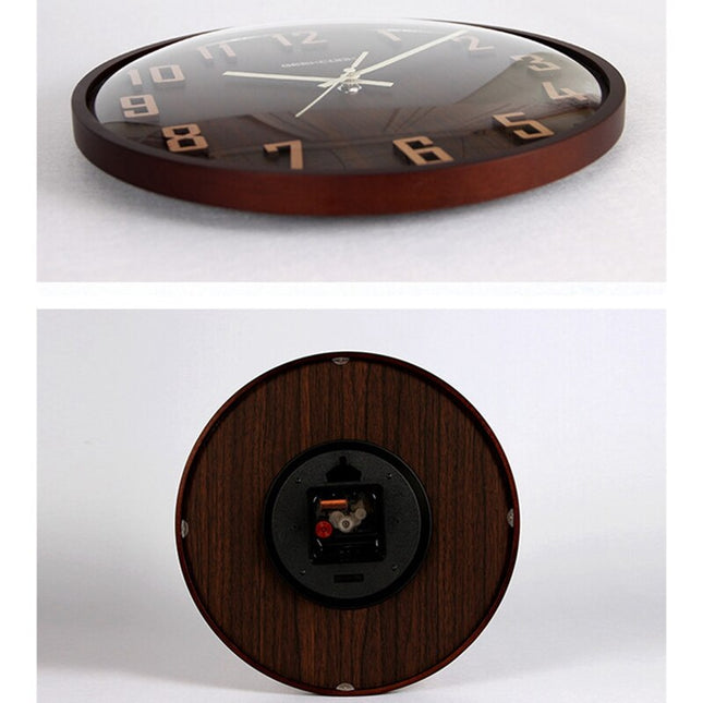 Houten wandklok met 3D houtlook cijfers