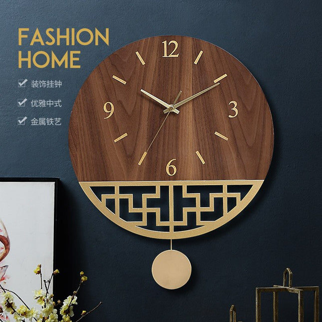 Houten wandklok Japans design met slinger
