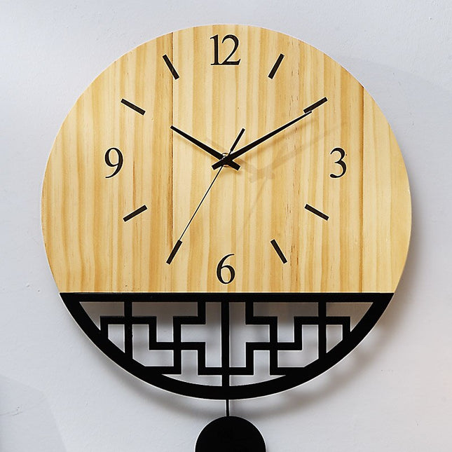 Houten wandklok Japans design met slinger
