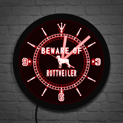 Rottweiler honden wandklok met led licht