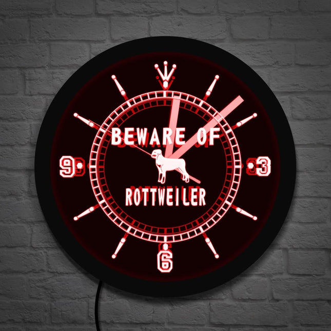 Rottweiler honden wandklok met led licht