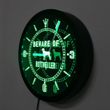 Rottweiler honden wandklok met led licht