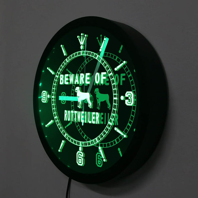 Rottweiler honden wandklok met led licht