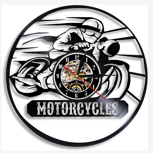 Wandklok motocross van vinyl plaat