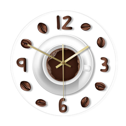 Keuken wandklok met kopje koffie