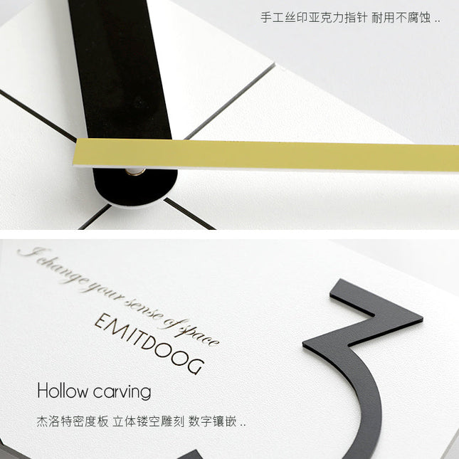 Moderne rechthoekige design wandklok wit