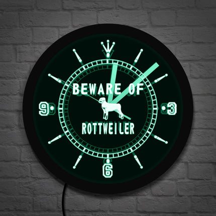 Rottweiler honden wandklok met led licht