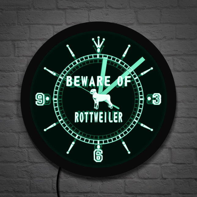 Rottweiler honden wandklok met led licht