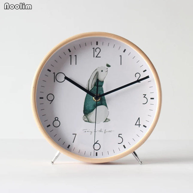Stille houten tafelklok voor nachtkastje
