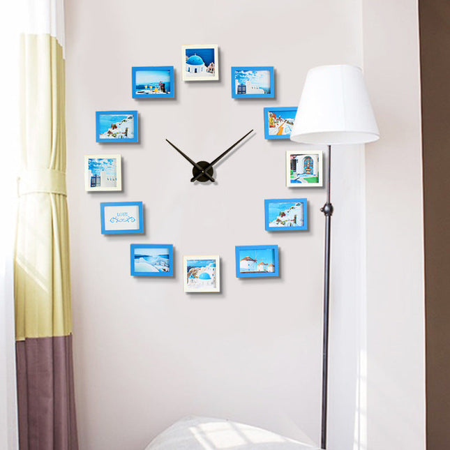 Moderne DIY wandklok met fotolijsten