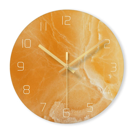 Wandklok met Witte Marmerlook en Goud
