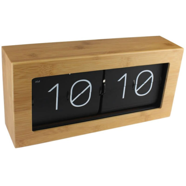 Retro houten flipklok voor bureau