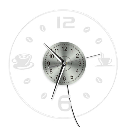 Verlichte wandklok met koffie thema