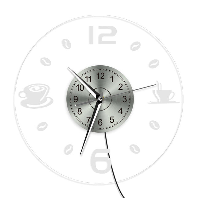 Verlichte wandklok met koffie thema