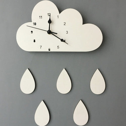 Kinderkamer wandklok wolk met gekleurde regen