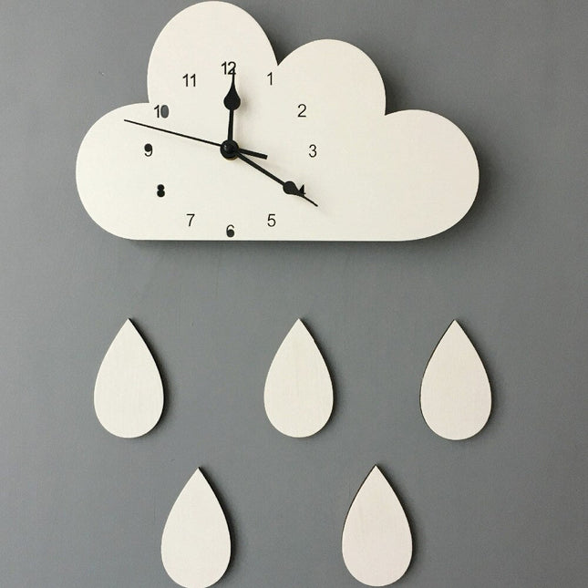 Kinderkamer wandklok wolk met gekleurde regen