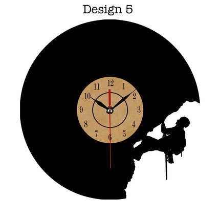 Vinyl wandklok met klimmen thema