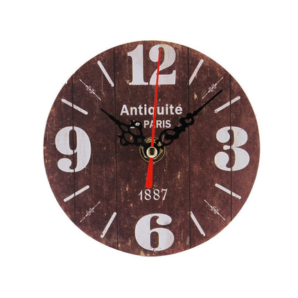Vintage houten wandklok met bloemen