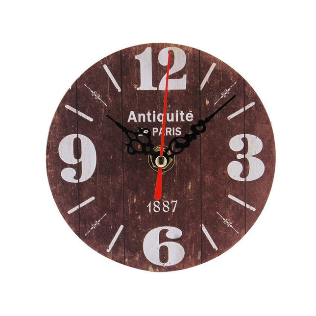 Vintage houten wandklok met bloemen