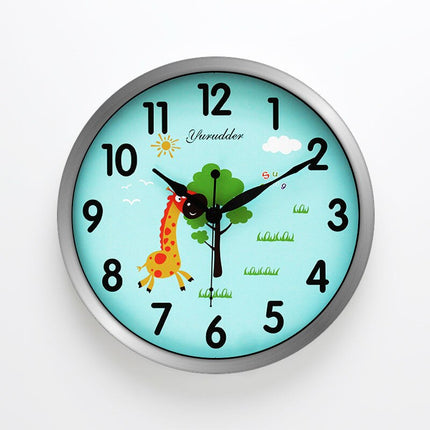 Ronde wandklok met giraf voor kinderkamer