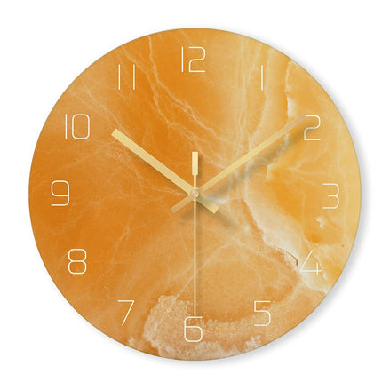 Luxe Wandklok Marmerpatroon Gouden Cijfers